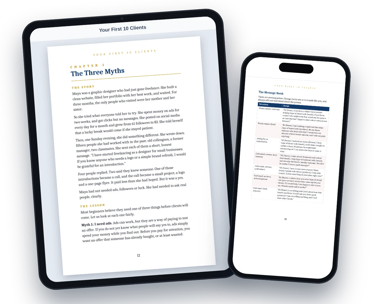 The book open on a tablet and a phone